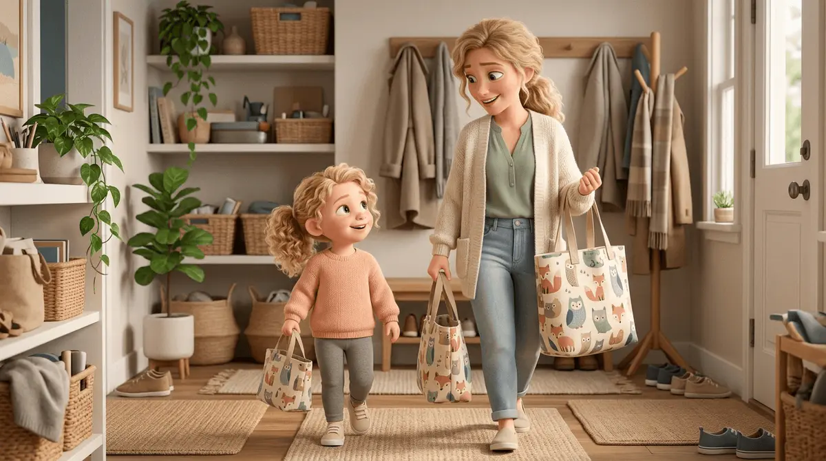 Marraine et filleule partant avec leurs tote bags assortis